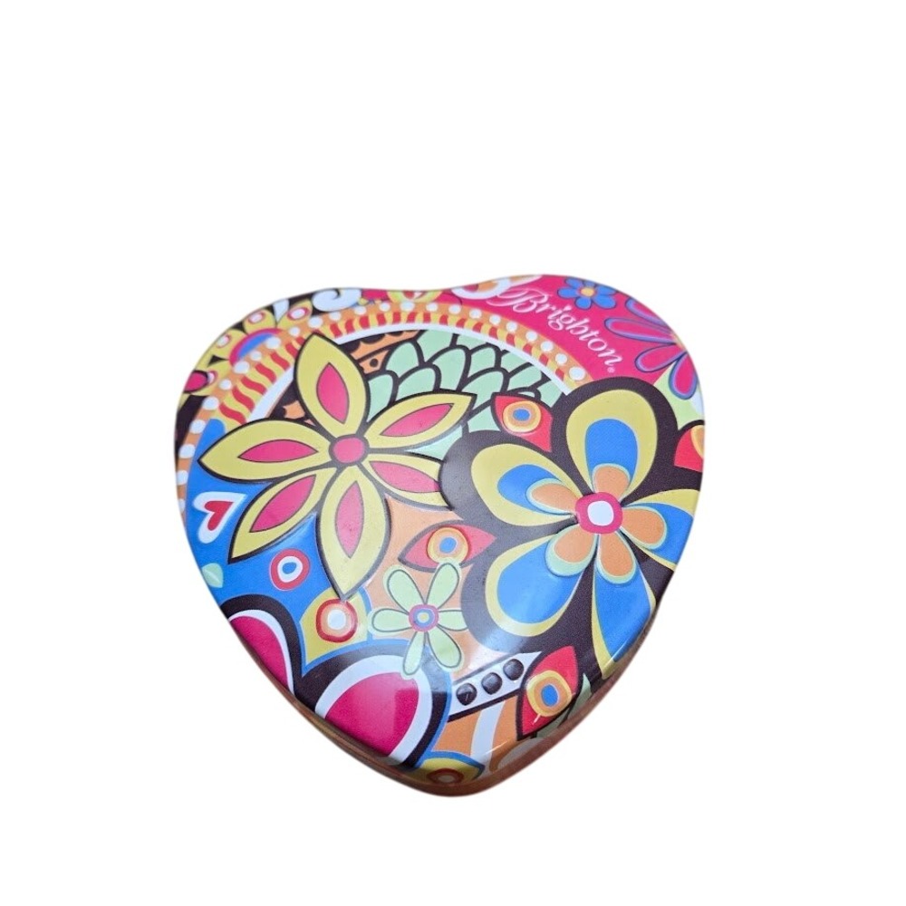 Brighton Heart Shaped Trinket Box Colorful Retro Floral Design‎